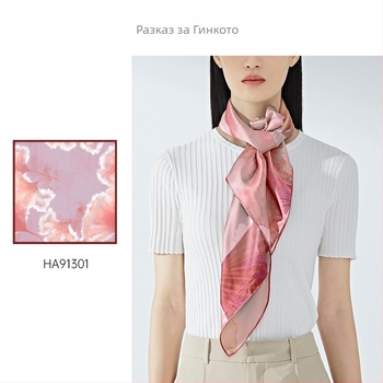 Копринен шал квадрат, сатеново тъкане, Mulberry коприна, оригинален дизайн, есенна колекция