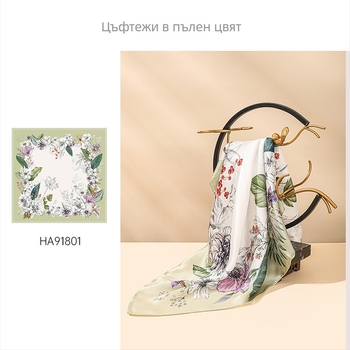 Копринен шал квадрат, сатеново тъкане, Mulberry коприна, оригинален дизайн, есенна колекция