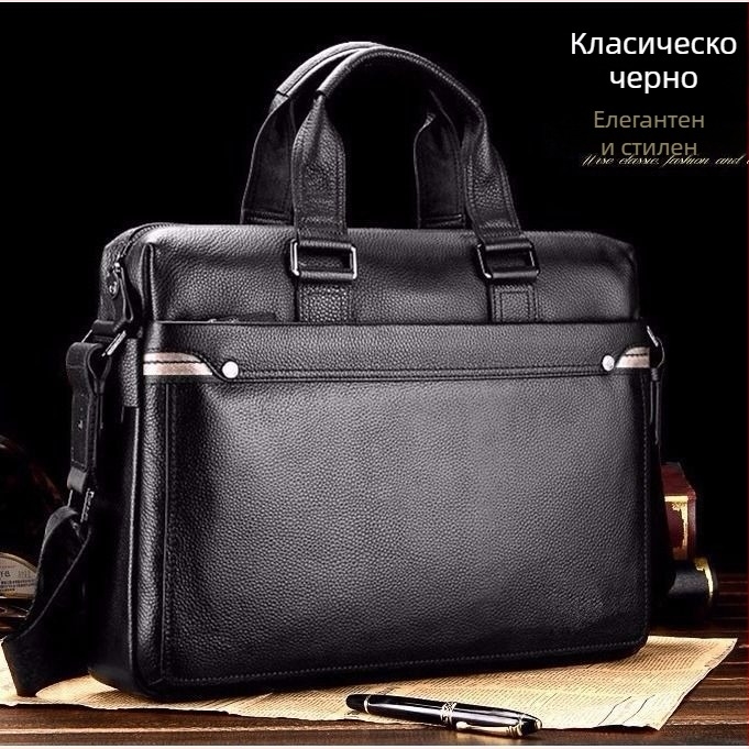 Бизнес чанта PU материал, подплата кравешка кожа, дизайн за през рамо и ръчно носене, голям капацитет, подходяща за командировки