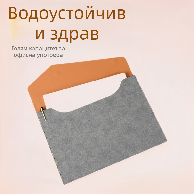 Чанта за документи Huicai Stationery от PU кожа, закопчаване със щипки, наклонен дизайн (Марка: Huicai Stationery; Материал: PU кожа; Тип закопчаване: щипки; Дизайн: наклонен)