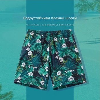 Мъжки плажни къси панталони за лято, свободна кройка, бързосъхнещи, тънки, полиестер 95%, принт