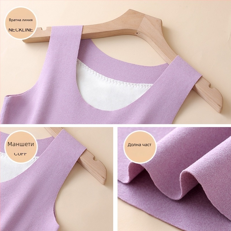 Дамска термална жилетка с патч отпред и отзад, отопляваща, дебела катионена полиестерна тъкан