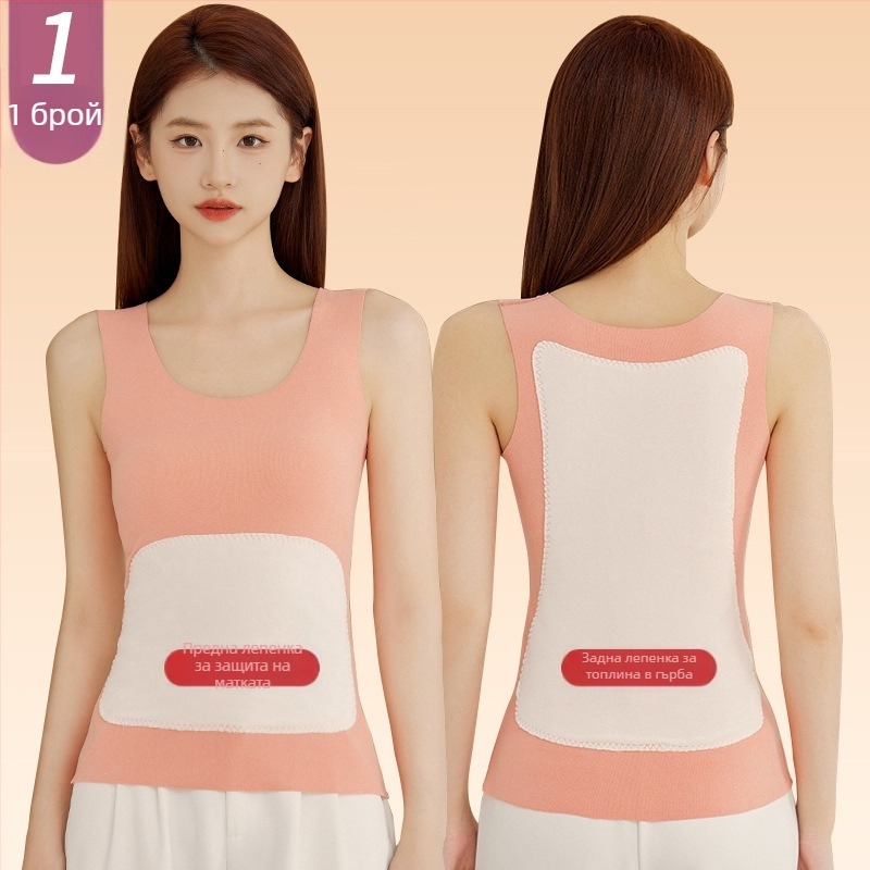 Дамска термална жилетка с патч отпред и отзад, отопляваща, дебела катионена полиестерна тъкан