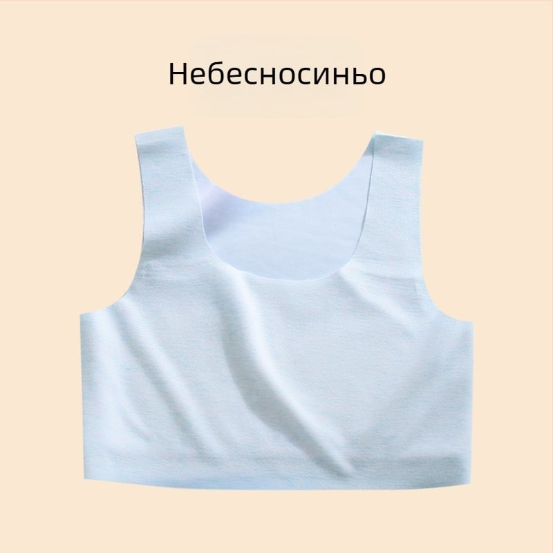 Потник за момичета – нейлонова материя, чашка 1/2, тънка формирана чашка с гъбеста подплата, фиксирани двойни презрамки, подплата от вискоза 90–95%