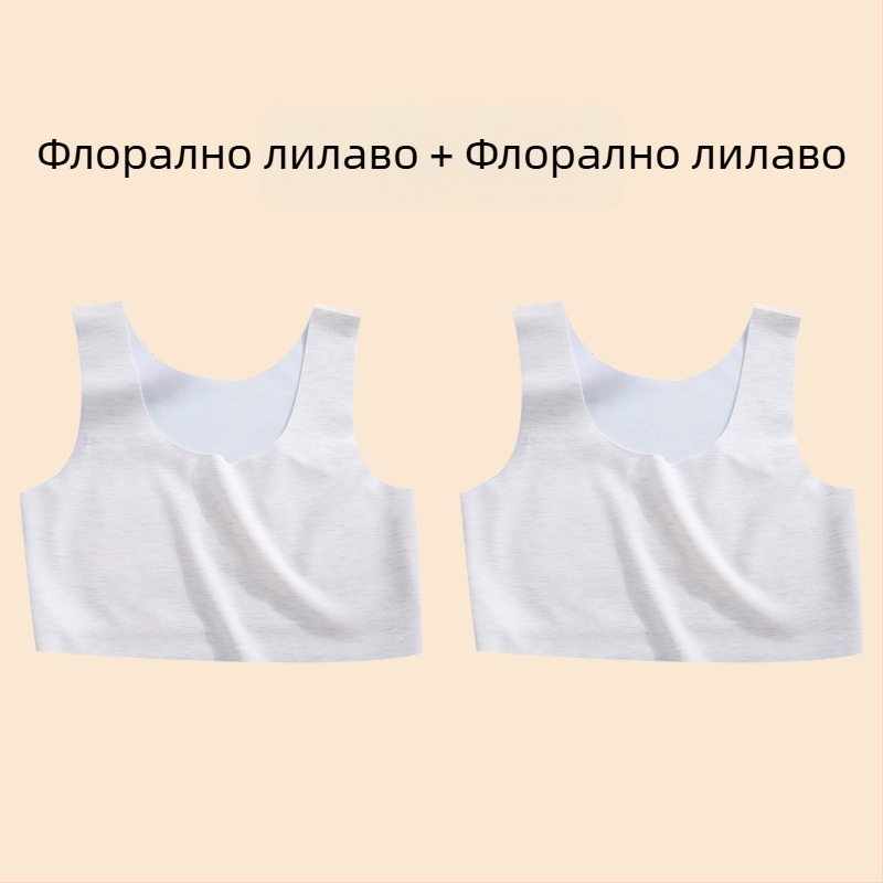 Потник за момичета – нейлонова материя, чашка 1/2, тънка формирана чашка с гъбеста подплата, фиксирани двойни презрамки, подплата от вискоза 90–95%