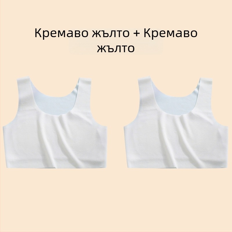 Потник за момичета – нейлонова материя, чашка 1/2, тънка формирана чашка с гъбеста подплата, фиксирани двойни презрамки, подплата от вискоза 90–95%