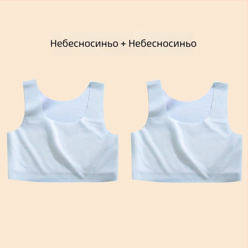 Потник за момичета – нейлонова материя, чашка 1/2, тънка формирана чашка с гъбеста подплата, фиксирани двойни презрамки, подплата от вискоза 90–95%