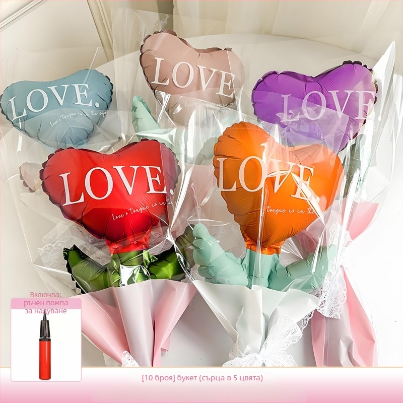 Балонен комплект за любовни балони Dongyang chengnuo yibai, алуминиево фолио, сърцевидна форма, подходящ за Свети Валентин и Китайския ден на влюбените, реквизит за снимки