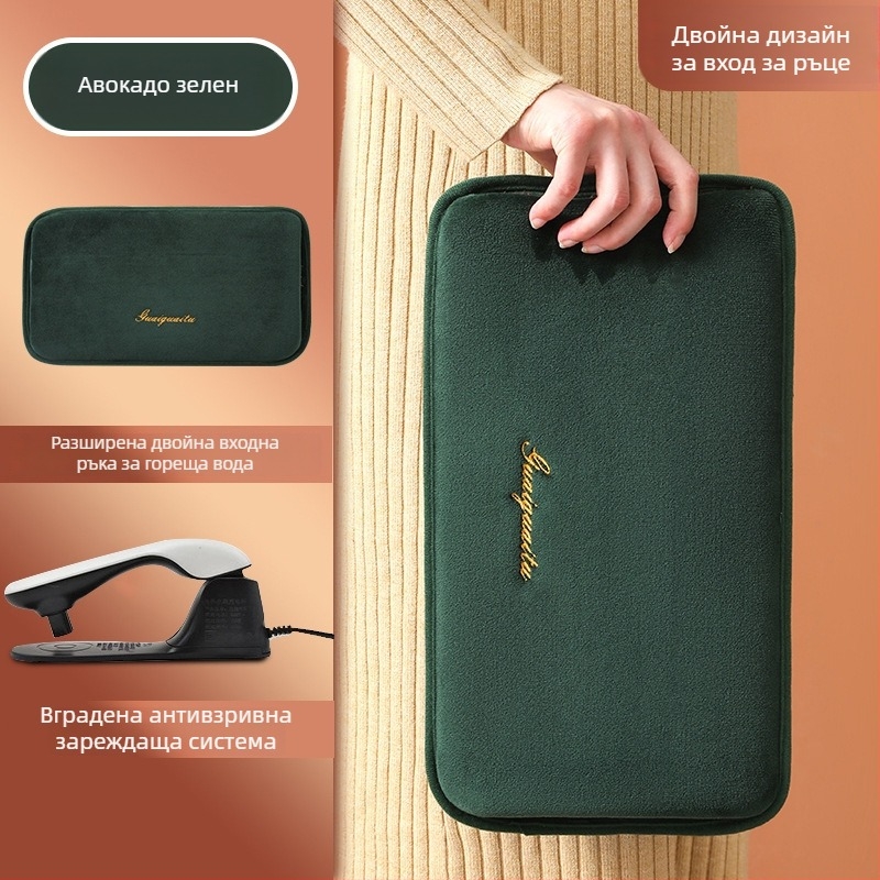 Зареждаща се взривоустойчива бутилка за гореща вода с ръчен нагревател – електрическо затопляне, 220V, 350W, фланелен материал, автоматично изключване, за рамене, шия, талия, корем, крака и ръце