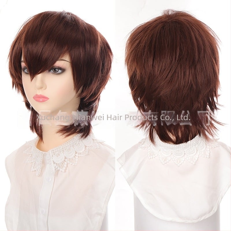 COS перука за ролева игра – къса права с ресни, термоустойчива влакна, стил за ролева игра