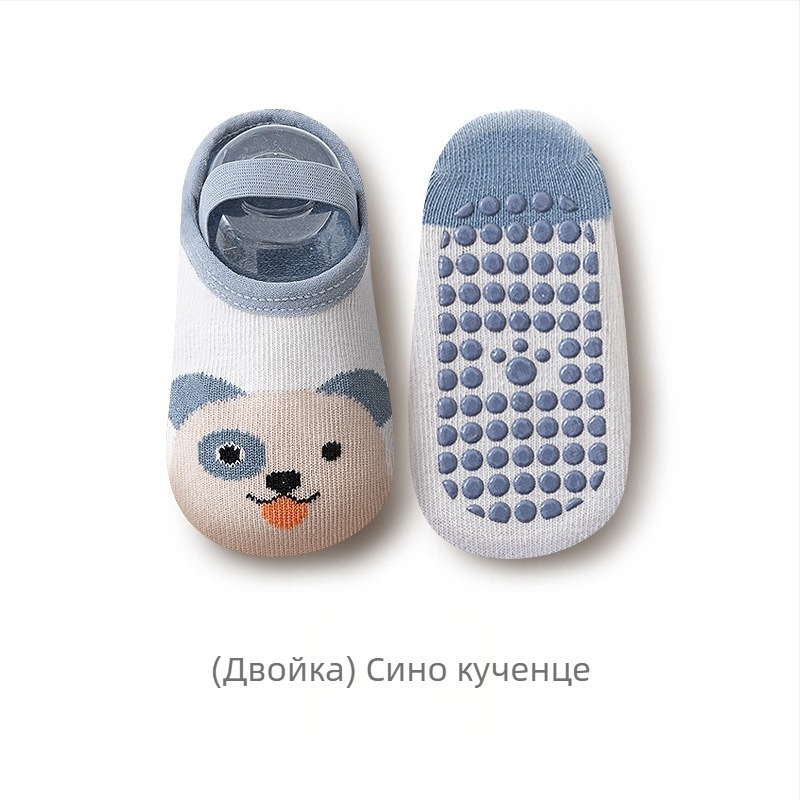 Детски вътрешни подови чорапи с нехлъзгаща се подметка, 80% памук, карикатурен принт, пролет-лято-есен