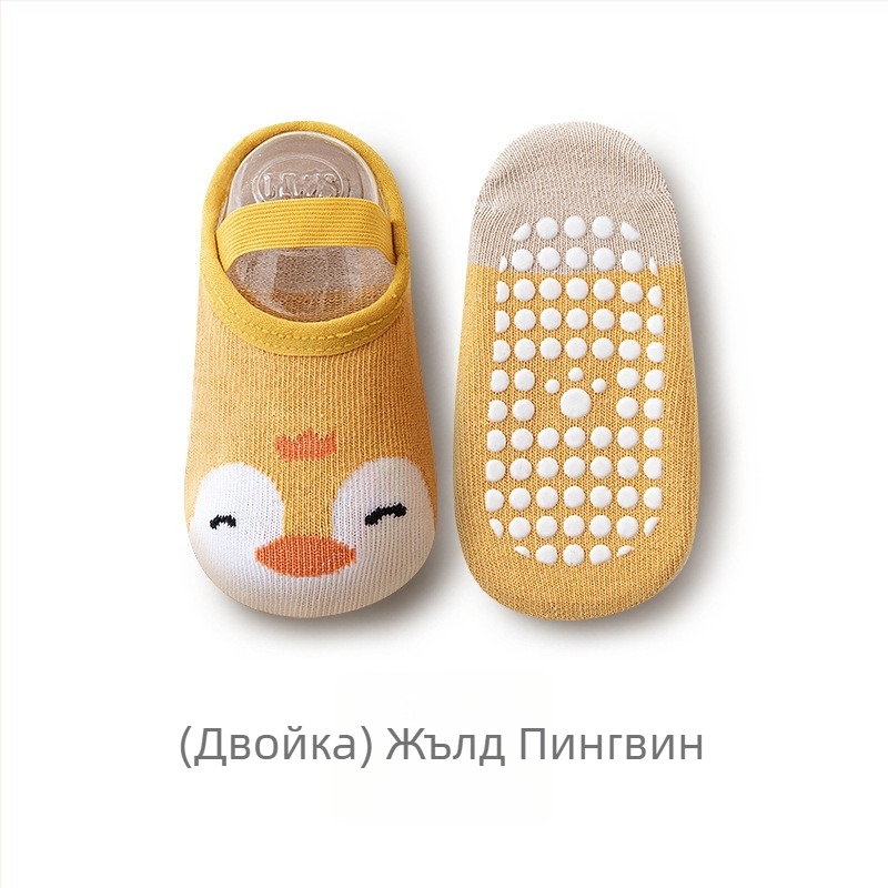 Детски вътрешни подови чорапи с нехлъзгаща се подметка, 80% памук, карикатурен принт, пролет-лято-есен