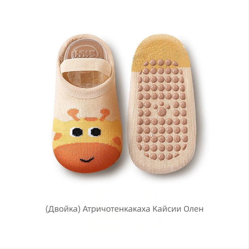 Детски вътрешни подови чорапи с нехлъзгаща се подметка, 80% памук, карикатурен принт, пролет-лято-есен