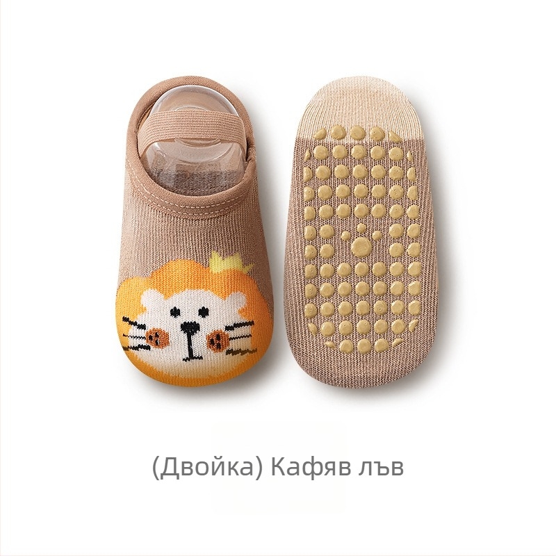 Детски вътрешни подови чорапи с нехлъзгаща се подметка, 80% памук, карикатурен принт, пролет-лято-есен