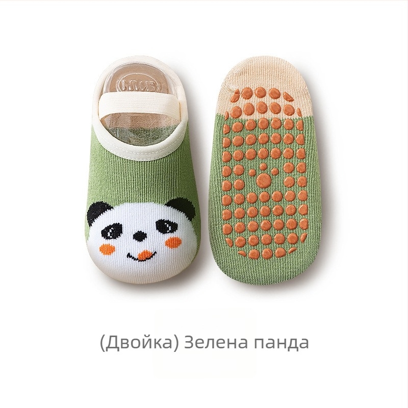 Детски вътрешни подови чорапи с нехлъзгаща се подметка, 80% памук, карикатурен принт, пролет-лято-есен