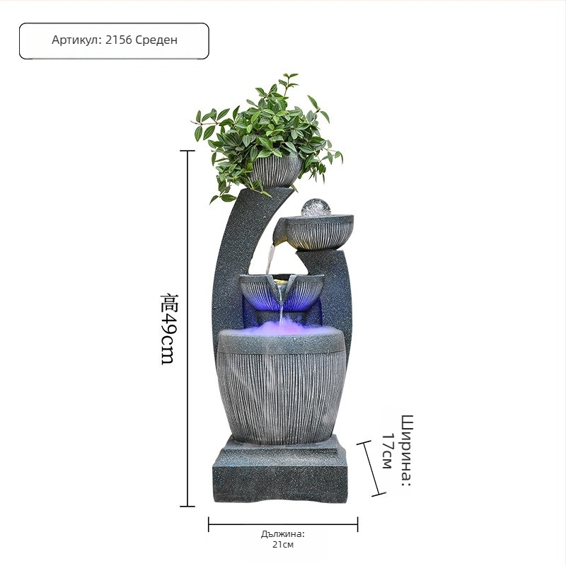 Смола декоративен фонтан с циркулация на вода и фън шуй топка, стил нов китайски, ръчна изработка, марка Qijotao, подходящ като подарък за сватби