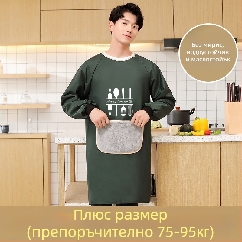 Дълъг ръкав фартук за мъже, PVC, водоустойчив и маслоустойчив, геометрична абстракция, японски стил