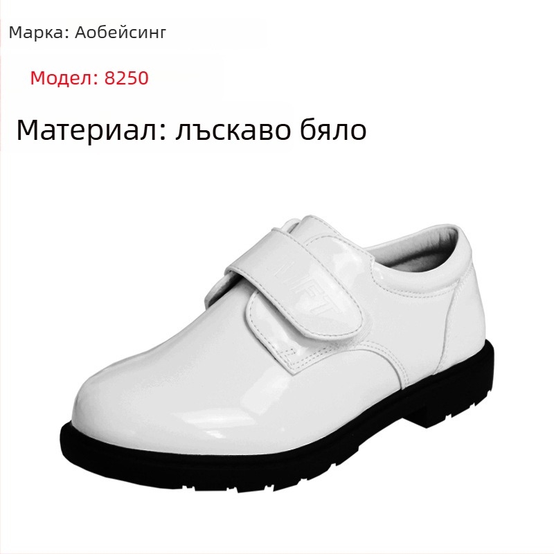 Детски PU кожени обувки, британски стил, нисък връх, Slip-On, противохлъзгащи, износоустойчиви