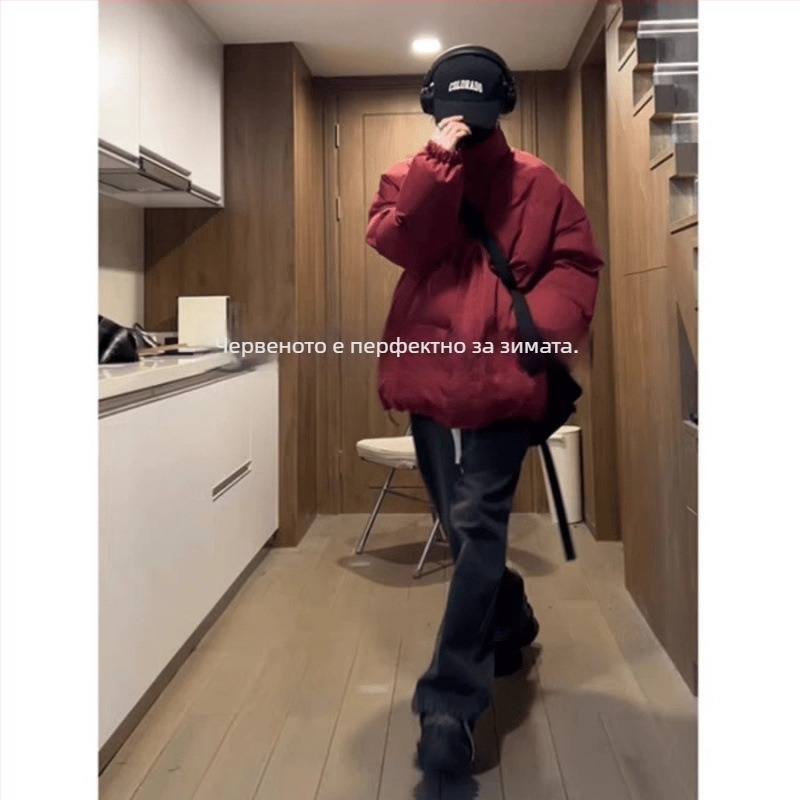 Пухено яке, с качулка, стояща яка, удебелено, пълнеж от бял гъши пух, Corduroy плат