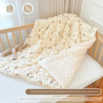 Бебешко одеяло за четири сезона за новородени – покрив есен-зима, пълнеж от копринено влакно, 100% памук, подходящо за деца до 10 години