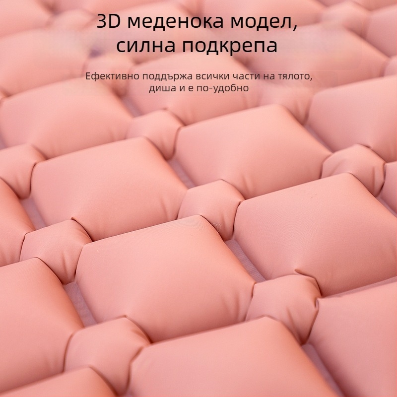 Къмпинг въздушен матрак – ултралек, преносим и свързваем; Материал: кожоподобна тъкан + високоеластична пяна; За 1–2 човека; Тегло: 3000 g; Автоматично надуване