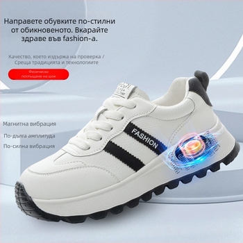 Дамски маратонки от втора кожа, закопчаване отпред, кръгла носка, среден ток 3–5 см, за пролетта