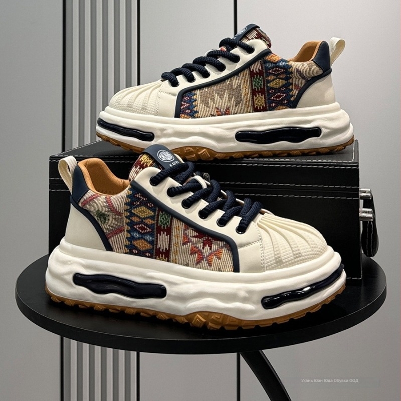 Shell-Toe кецове за мъже, дебела подметка, вътрешно повдигане, платно горно, връзки