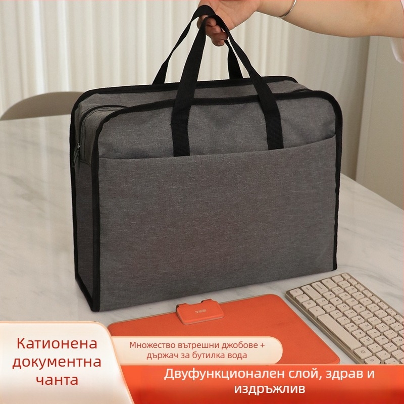 Kai Xiu документна чанта от катионна оксфордска тъкан, ръчна, квадратна форма, с цип