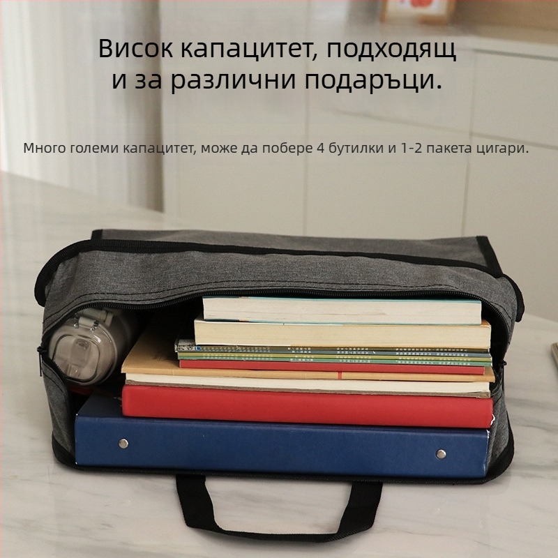 Kai Xiu документна чанта от катионна оксфордска тъкан, ръчна, квадратна форма, с цип