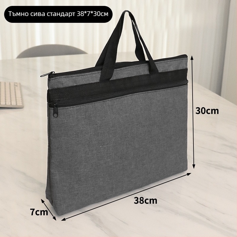 Kai Xiu документна чанта от катионна оксфордска тъкан, ръчна, квадратна форма, с цип