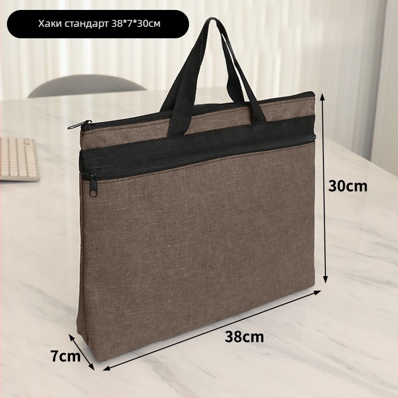 Kai Xiu документна чанта от катионна оксфордска тъкан, ръчна, квадратна форма, с цип