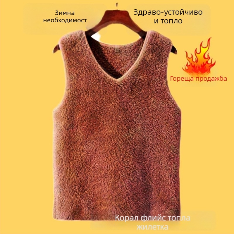 Безръкавна термо жилетка за възрастни жени, Chenille плат, поло яка, регулярен силует, 90–95% спандекс (Пролет 2025)