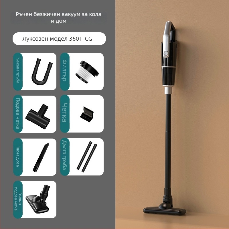 Прахосмукачка за кола - ръчна, безчеткова, преносима, безжична, двойна употреба за дом и кола, 7.4V, 120W, 8000 Pa, 20 минути работа, 60 дБ