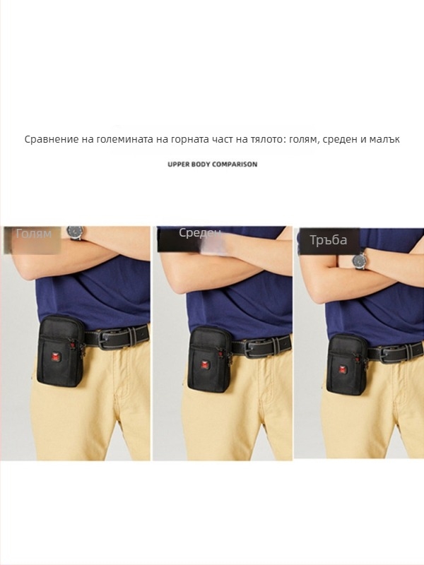 Мъжка чанта за телефон, Oxford плат, цип, вертикална квадратна форма, уличен стил