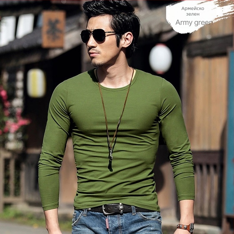 Мъжка тениска с дълъг ръкав, Slim fit, casual стил, полиестерна материя, едноцветна.