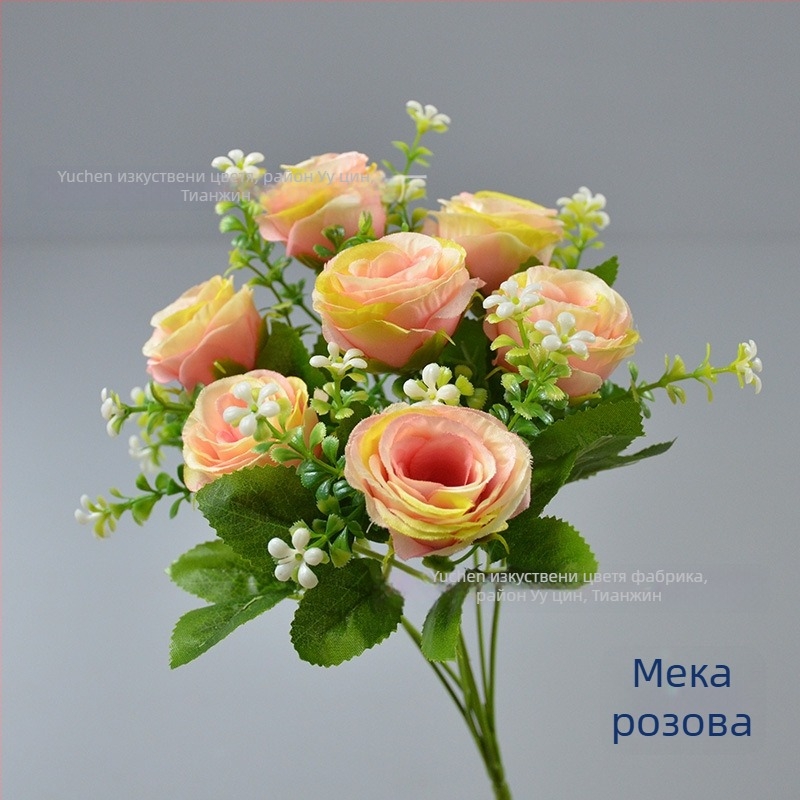 Букет Yu Chen от копринени рози — изкуствени рози, стилизирани стъбла чрез инжекционно формоване