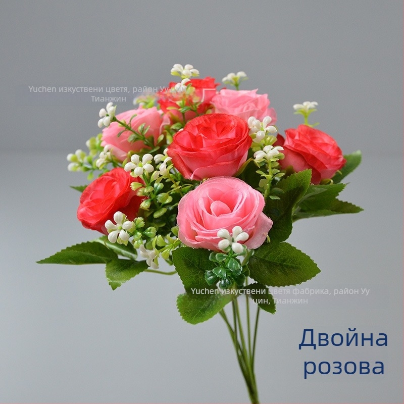 Букет Yu Chen от копринени рози — изкуствени рози, стилизирани стъбла чрез инжекционно формоване