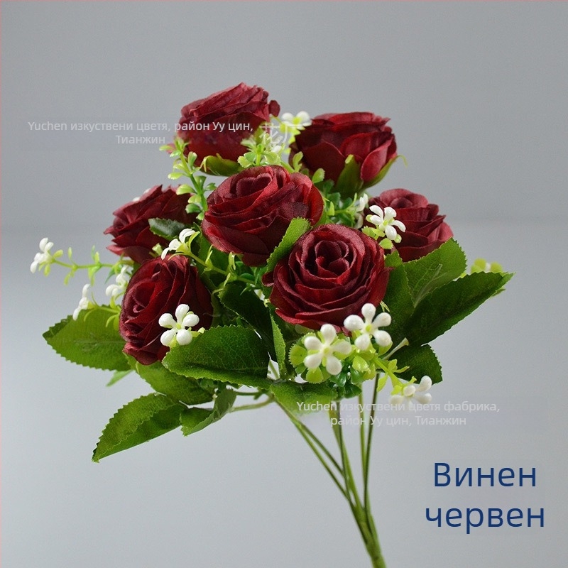 Букет Yu Chen от копринени рози — изкуствени рози, стилизирани стъбла чрез инжекционно формоване