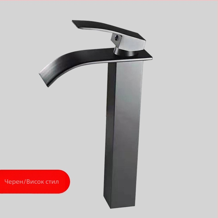 Смесител за умивалник с двойни ръкохватки от неръждаема стомана, керамичен картридж клапан, повдигащ механизъм, електроплатено покритие, гореща и студена вода