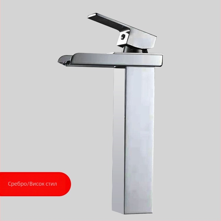 Смесител за умивалник с двойни ръкохватки от неръждаема стомана, керамичен картридж клапан, повдигащ механизъм, електроплатено покритие, гореща и студена вода