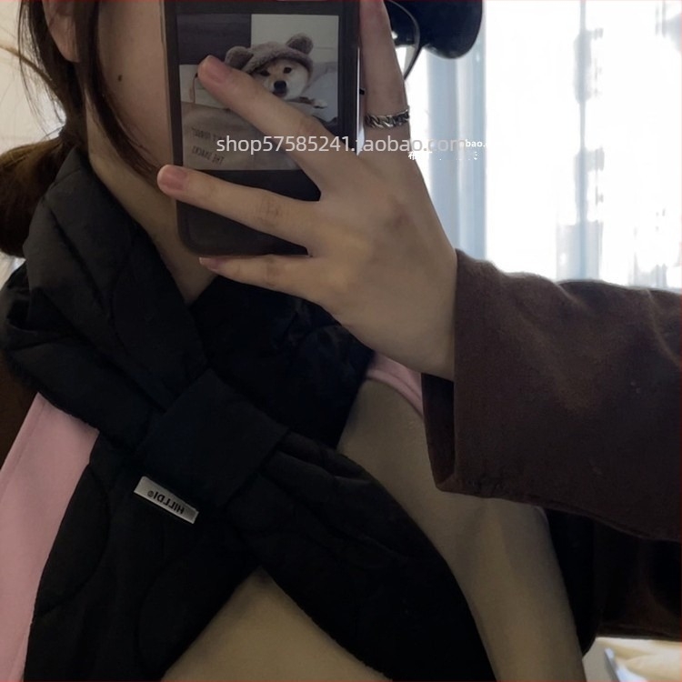 Дамски шал от warp-knit полиестер с имитационна яка за зимата, 2023 г.