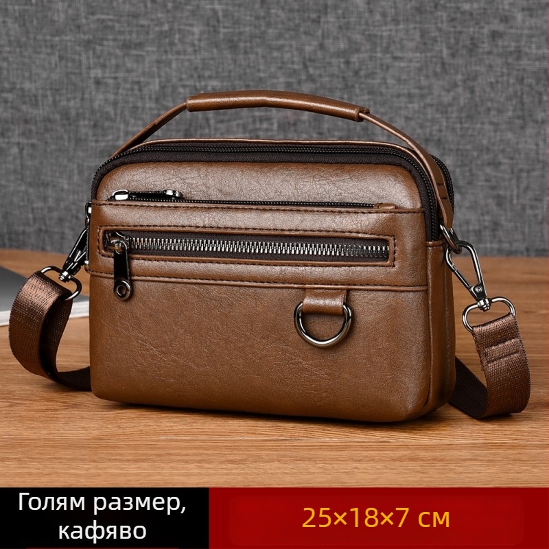 Мъжка чанта през рамо със съвременен урбан стил, PU материал, подплата полиестер, геометричен принт, марка Kati kangaroo