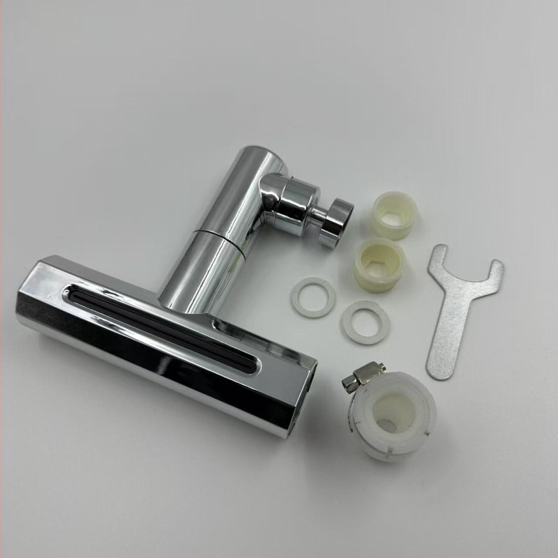 Кухненски кран с водопад и универсално въртящо се удълнение — Модел Flying Feather; Материал: сплав + ABS корпус; Покритие: електропокритие; Монтаж: резба; Температура: 100