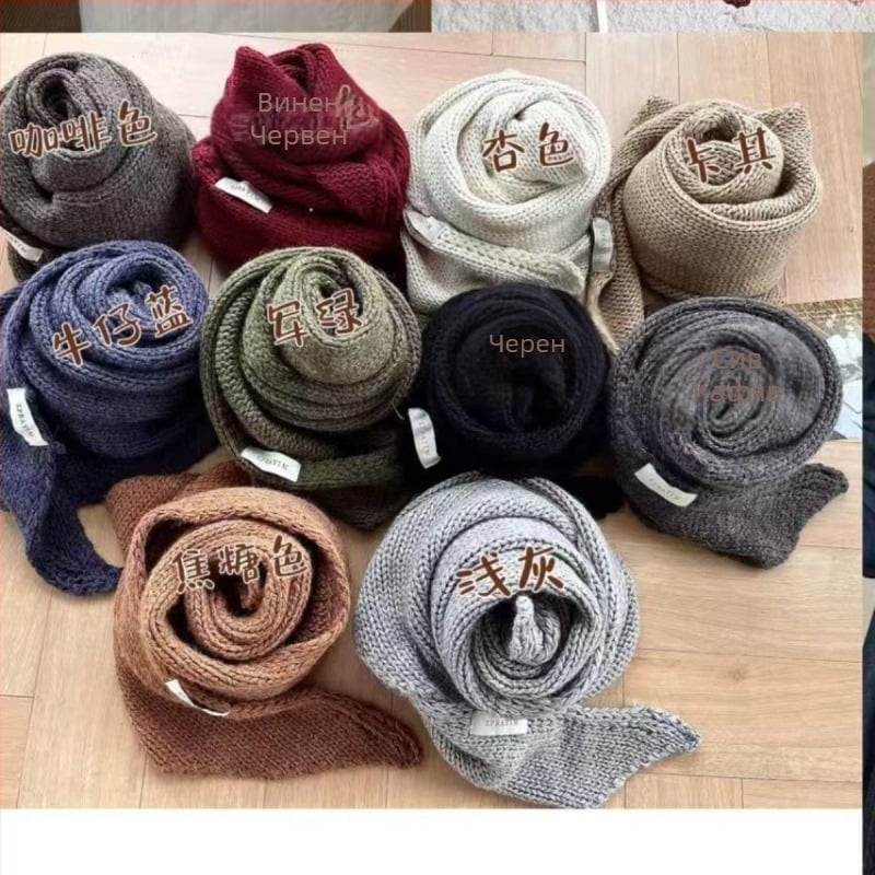 Вълнен триъгълен шал, монохромен модел, тъкане warp-knit, елегантен стил, средна дължина, пролет и есен