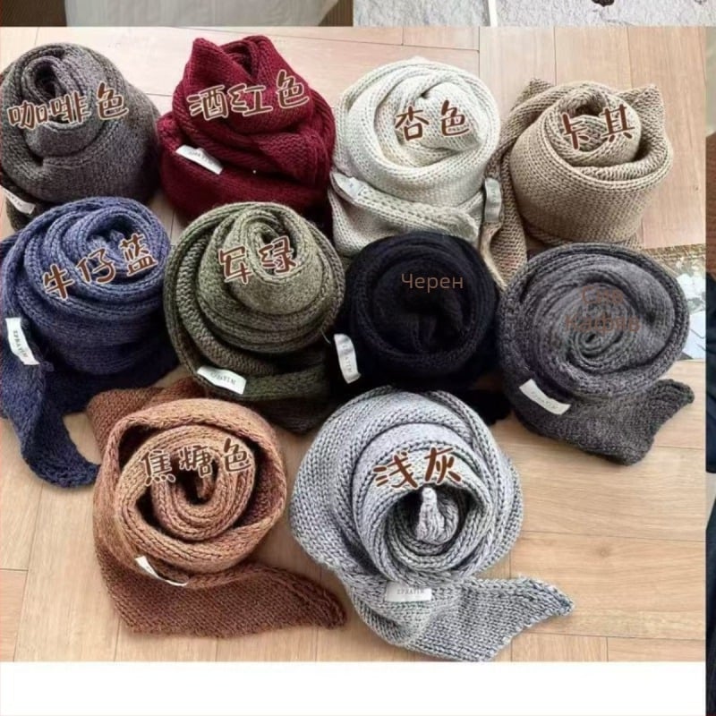 Вълнен триъгълен шал, монохромен модел, тъкане warp-knit, елегантен стил, средна дължина, пролет и есен