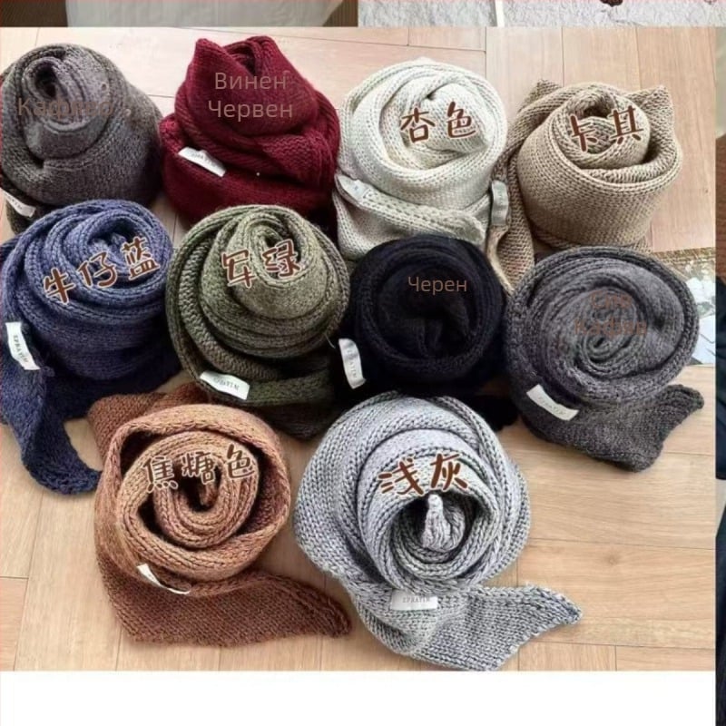 Вълнен триъгълен шал, монохромен модел, тъкане warp-knit, елегантен стил, средна дължина, пролет и есен