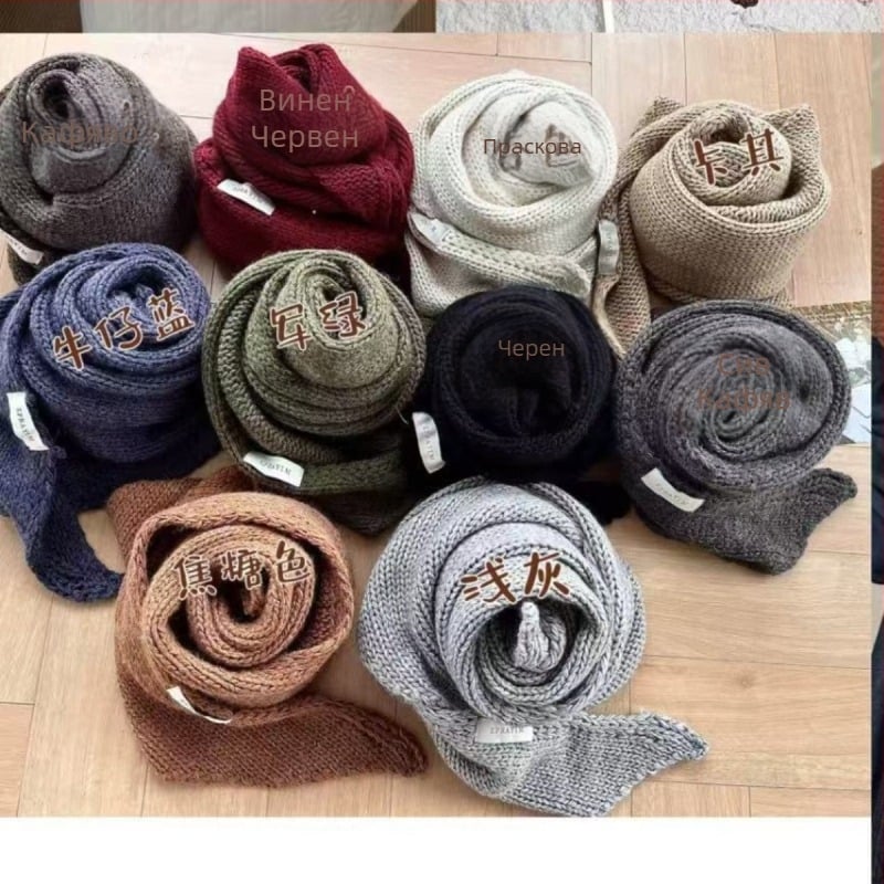 Вълнен триъгълен шал, монохромен модел, тъкане warp-knit, елегантен стил, средна дължина, пролет и есен