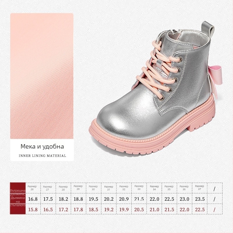 Момичешки ботинки за глезен – леки и топли, синтетична кожа, PU стелка, гума подметка, странична ципа