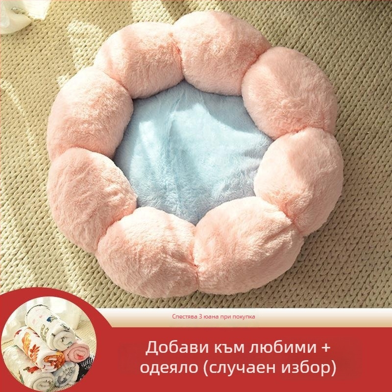 Гнездо за котки от плат – четири сезона топло и дебело, карикатурен дизайн. Материал: плат; За котки; Категория: гнездо за домашни любимци