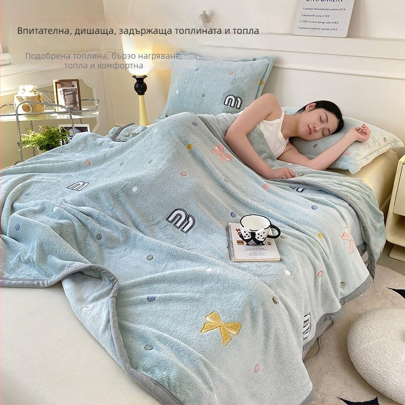 Одеяло от коралов и млечен флис, четири сезона, прост модернен стил, тегло под 300 г